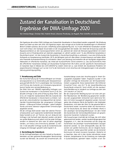 Zustand der Kanalisation in Deutschland: Ergebnisse der DWA-Umfrage 2020
