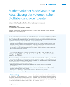 Mathematischer Modellansatz zur Abschätzung des volumetrischen Stoffübergangskoeffizienten