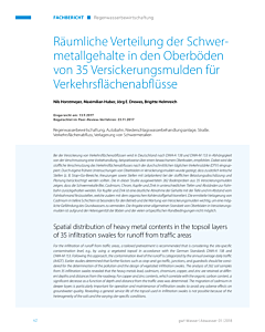 Räumliche Verteilung der Schwermetallgehalte in den Oberböden von 35 Versickerungsmulden für Verkehrsflächenabflüsse