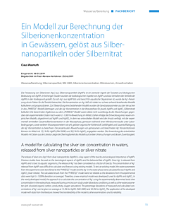 Ein Modell zur Berechnung der Silberionenkonzentration in Gewässern, gelöst aus Silbernanopartikeln oder Silbernitrat