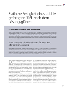 Statische Festigkeit eines additiv gefertigten 316L nach dem Lösungsglühen