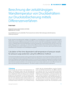 Berechnung der zeitabhängigen Wandtemperatur von Druckbehältern zur Druckstoßsicherung mittels Differenzenverfahren
