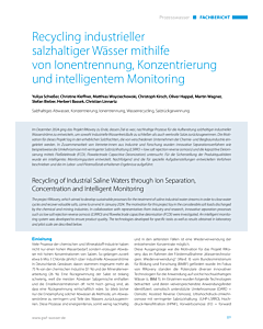 Recycling industrieller salzhaltiger Wässer mithilfe von Ionentrennung, Konzentrierung und intelligentem Monitoring