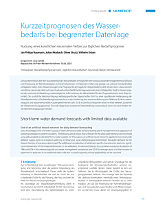 Kurzzeitprognosen des Wasserbedarfs bei begrenzter Datenlage