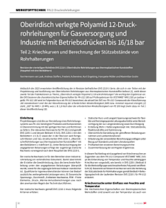Oberirdisch verlegte Polyamid 12-Druckrohrleitungen für Gasversorgung und Industrie mit Betriebsdrücken bis 16/18 bar