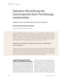 Operative Abwicklung des Gastransportes beim Fernleitungsnetzbetreiber