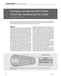 Transport von Wasserstoff in Stahlrohren des Verteilnetzes bis 16 bar