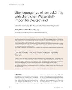 Überlegungen zu einem zukünftig wirtschaftlichen Wasserstoffimport für Deutschland