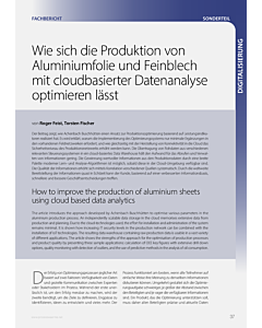 Wie sich die Produktion von Aluminiumfolie und Feinblech mit cloudbasierter Datenanalyse optimieren lässt