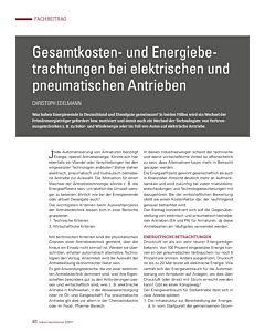 Gesamtkosten- und Energiebetrachtungen bei elektrischen und pneumatischen Antrieben