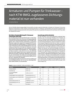 Armaturen und Pumpen für Trinkwasser – nach KTW-BWGL zugelassenes Dichtungsmaterial ist nun vorhanden