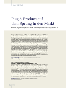 Plug & Produce auf dem Sprung in den Markt