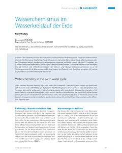 Wasserchemismus im Wasserkreislauf der Erde