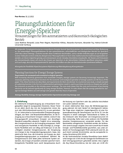 Planungsfunktionen für (Energie-)Speicher