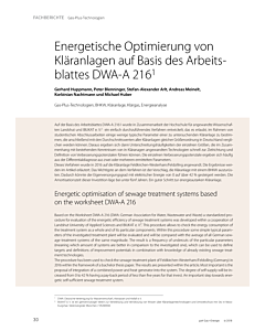 Energetische Optimierung von Kläranlagen auf Basis des Arbeitsblattes DWA-A 2161