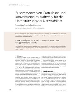 Zusammenwirken Gasturbine und konventionelles Kraftwerk für die Unterstützung der Netzstabilität