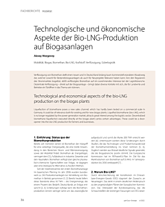 Technologische und ökonomische Aspekte der Bio-LNG-Produktion auf Biogasanlagen