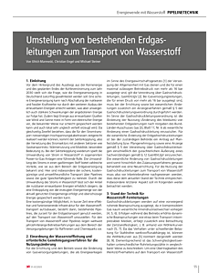 Umstellung von bestehenden Erdgasleitungen zum Transport von Wasserstoff