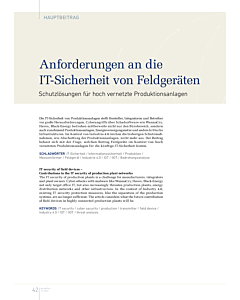Anforderungen an die IT-Sicherheit von Feldgeräten