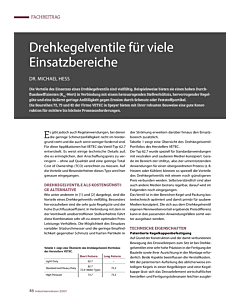 Drehkegelventile für viele Einsatzbereiche