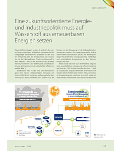 Eine zukunftsorientierte Energie- und Industriepolitik muss auf Wasserstoff aus erneuerbaren Energien setzen