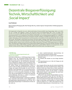 Dezentrale Biogasverflüssigung: Technik, Wirtschaftlichkeit und ‚Social Impact‘