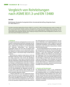 Vergleich von Rohrleitungen nach ASME B31.3 und EN 13480