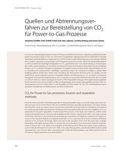 Quellen und Abtrennungsverfahren zur Bereitstellung von CO2 für Power-to-Gas-Prozesse