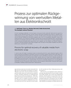 Prozess zur optimalen Rückgewinnung von wertvollen Metallen aus Elektronikschrott