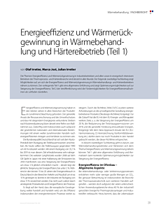 Energieeffizienz und Wärmerückgewinnung in Wärmebehandlung und Härtereibetrieb (Teil 1)