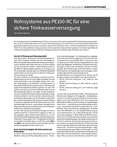 Rohrsysteme aus PE100-RC für eine sichere Trinkwasserversorgung