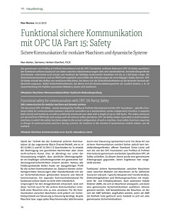 Funktional sichere Kommunikation mit OPC UA Part 15: Safety