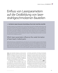 Einfluss von Laserparametern auf die Oxidbildung von laserstrahlgeschmolzenen Bauteilen
