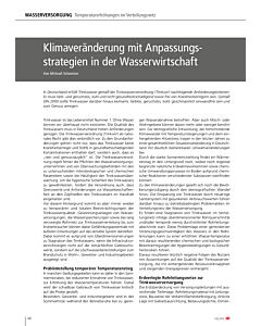 Klimaveränderung mit Anpassungsstrategien in der Wasserwirtschaft