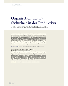 Organisation der IT-Sicherheit in der Produktion