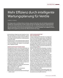 Mehr Effizienz durch intelligente Wartungsplanung für Ventile