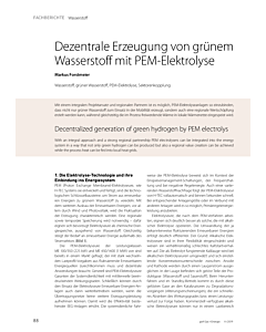 Dezentrale Erzeugung von grünem Wasserstoff mit PEM-Elektrolyse