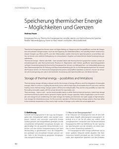 Speicherung thermischer Energie – Möglichkeiten und Grenzen