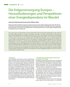 Die Erdgasversorgung Europas – Herausforderungen und Perspektiven einer Energiedependenz im Wandel