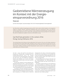 Gasbetriebene Wärmeerzeugung im Kontext mit der Energieeinsparverordnung 2016
