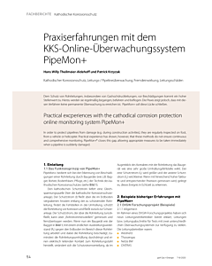 Praxiserfahrungen mit dem KKS-Online-Überwachungssystem PipeMon+