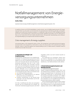 Notfallmanagement von Energieversorgungsunternehmen