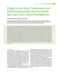 Erdgas in der Krise? Stellenwert und Bedeutungswandel des Energieträgers nach zwei Jahren Energiekrise
