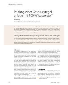 Prüfung einer Gasdruckregelanlage mit 100 % Wasserstoff