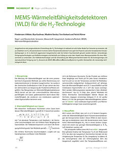 MEMS-Wärmeleitfähigkeitsdetektoren (WLD) für die H2-Technologie