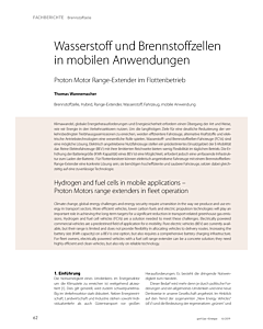 Wasserstoff und Brennstoffzellen in mobilen Anwendungen