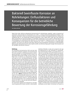 Bakteriell beeinflusste Korrosion an Rohrleitungen: Einflussfaktoren und Konsequenzen für die betriebliche Bewertung der Korrosionsgefährdung
