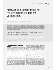 Kraftwerkseinsatzoptimierung mit Einspeisemanagement-Vorhersagen