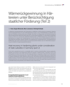 Wärmerückgewinnung in Härtereien unter Berücksichtigung staatlicher Förderung (Teil 2)