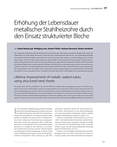 Erhöhung der Lebensdauer metallischer Strahlheizrohre durch den Einsatz strukturierter Bleche